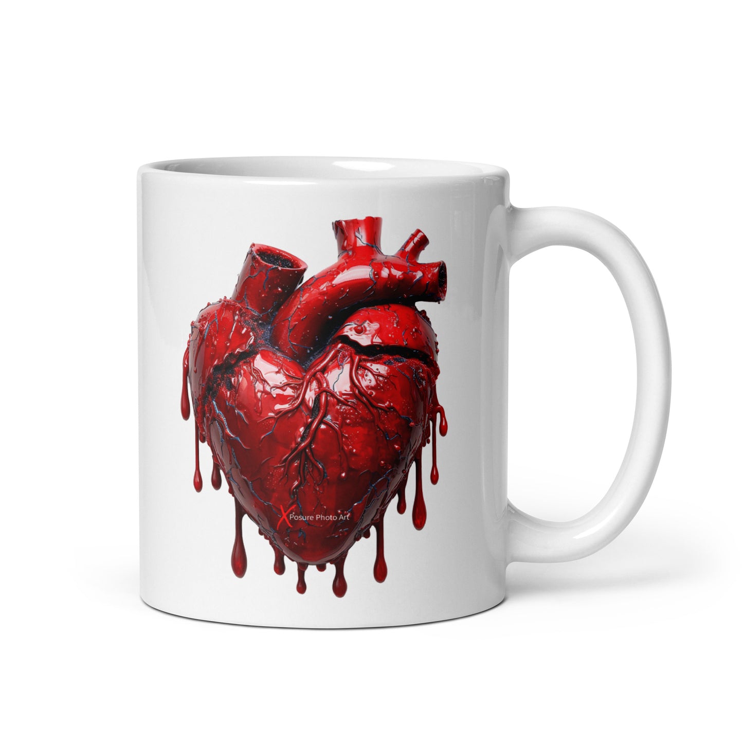 Chic White glossy mug, Bleeding Heart